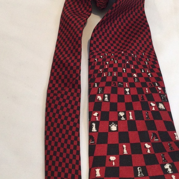 Peanuts Snoopy chess board silk necktie. Vintage 1980’s - Picture 7 of 8